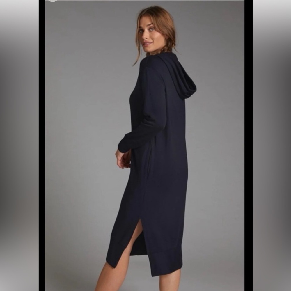 NWT Anthropologie Stateside Softest Fleece Hoodie Maxi Dress Black SZ XS